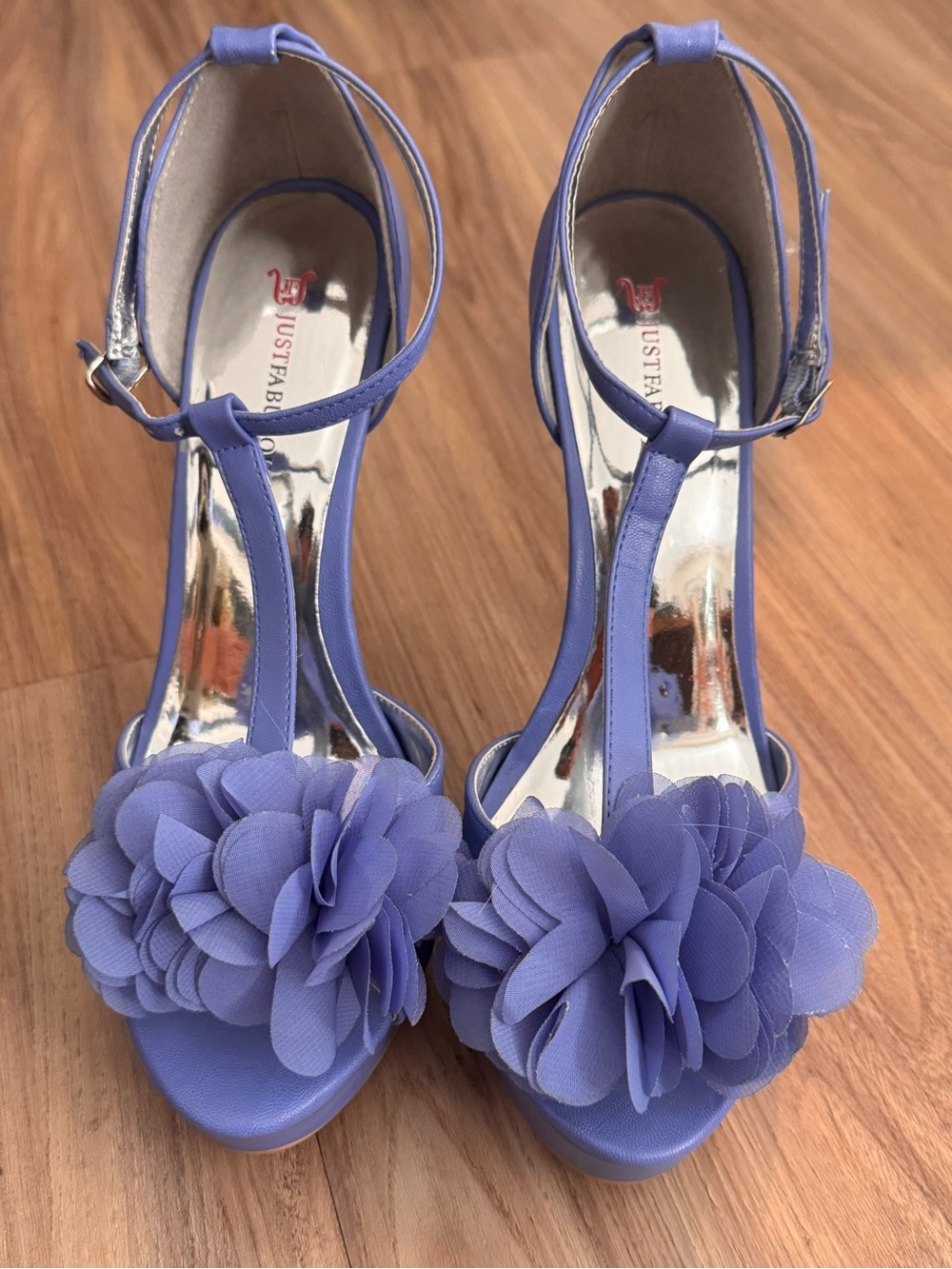 JustFab Lilac T-Strap Floral Platform Heels - Picture 9 of 9